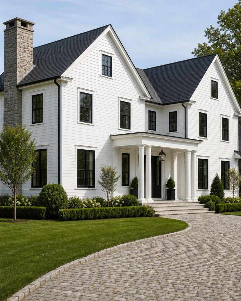 Greenwich Connecticut estate colonial with premium exterior cladding