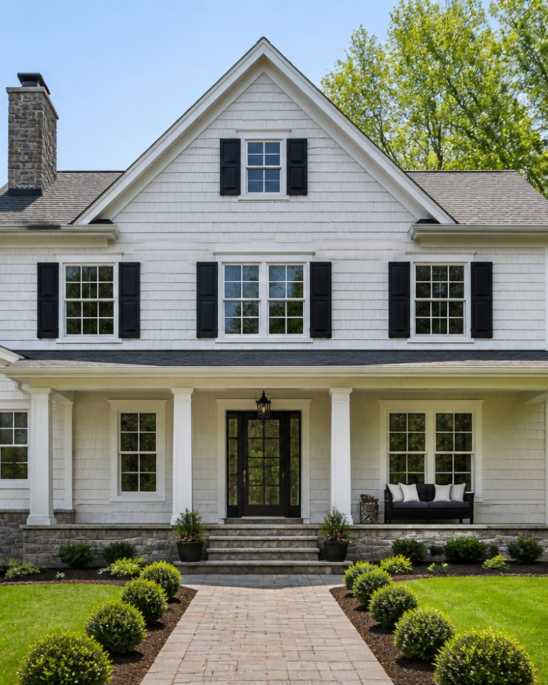 Ridgefield Connecticut traditional home exterior with fiber cement siding