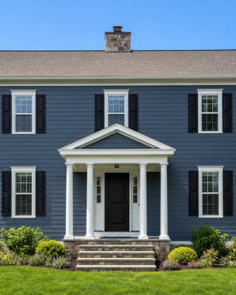 Ridgefield Connecticut traditional home exterior with fiber cement siding