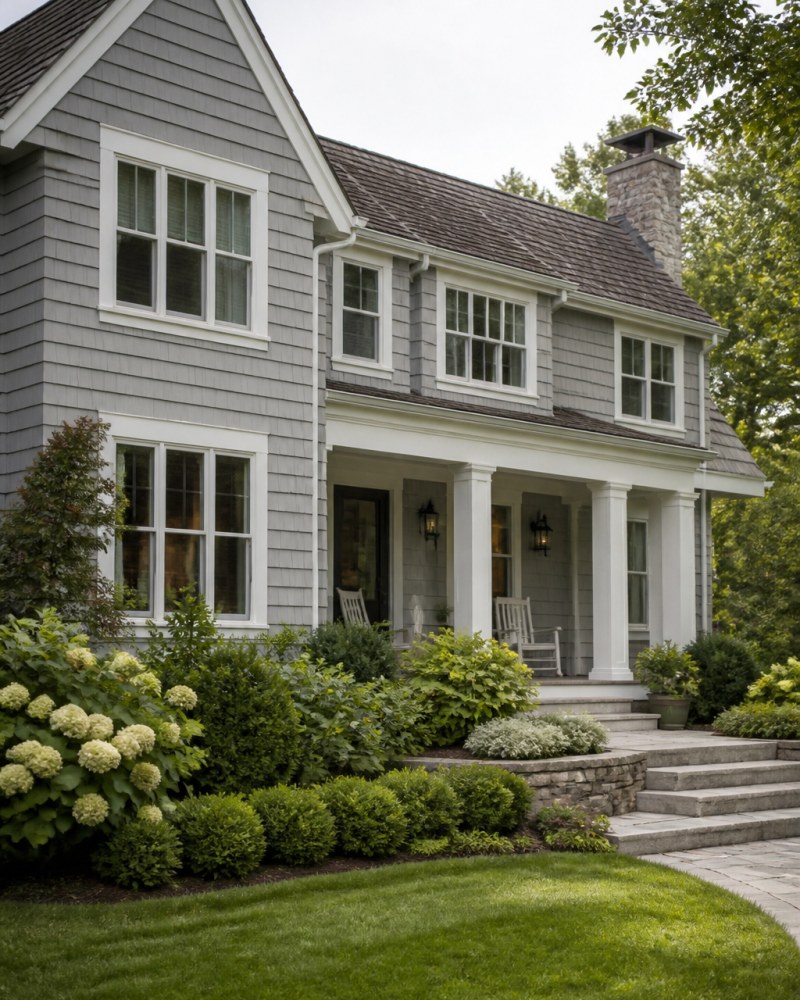 Westport Connecticut shingle style colonial home exterior