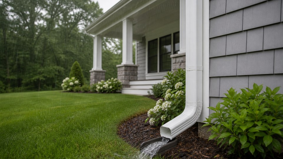 Seamless aluminum gutters on a Connecticut home
