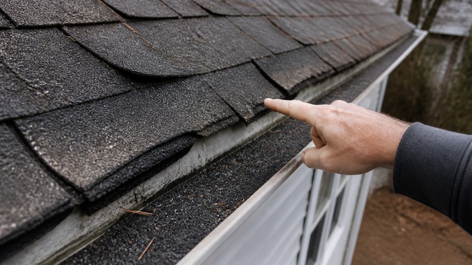 Aging asphalt shingles showing wear on a Connecticut roof