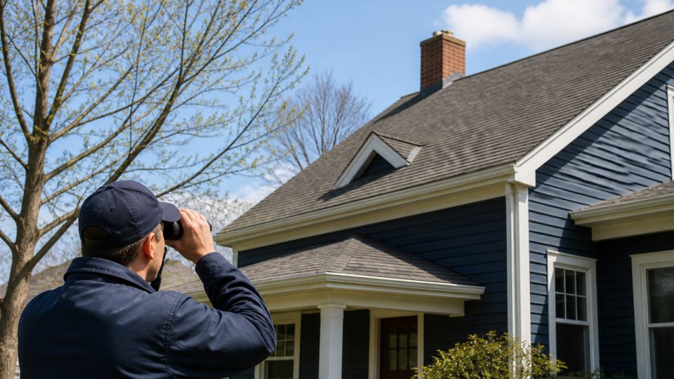 Spring roof inspection on a Connecticut home after winter