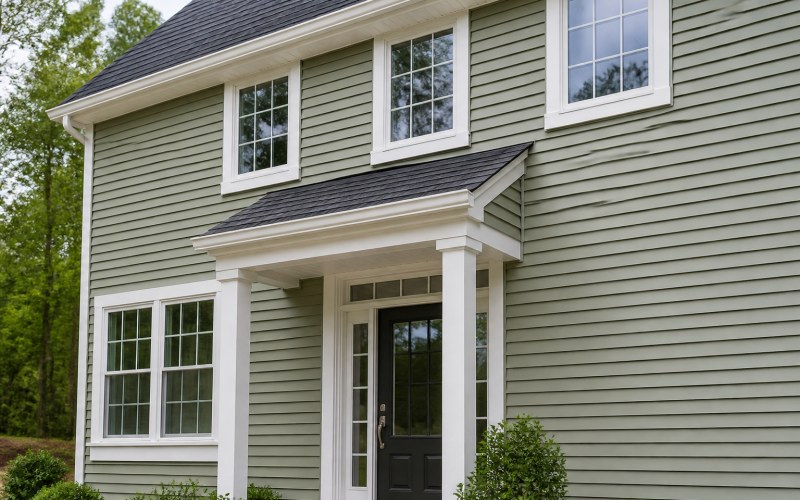 Vinyl siding profiles and colors on a Connecticut home
