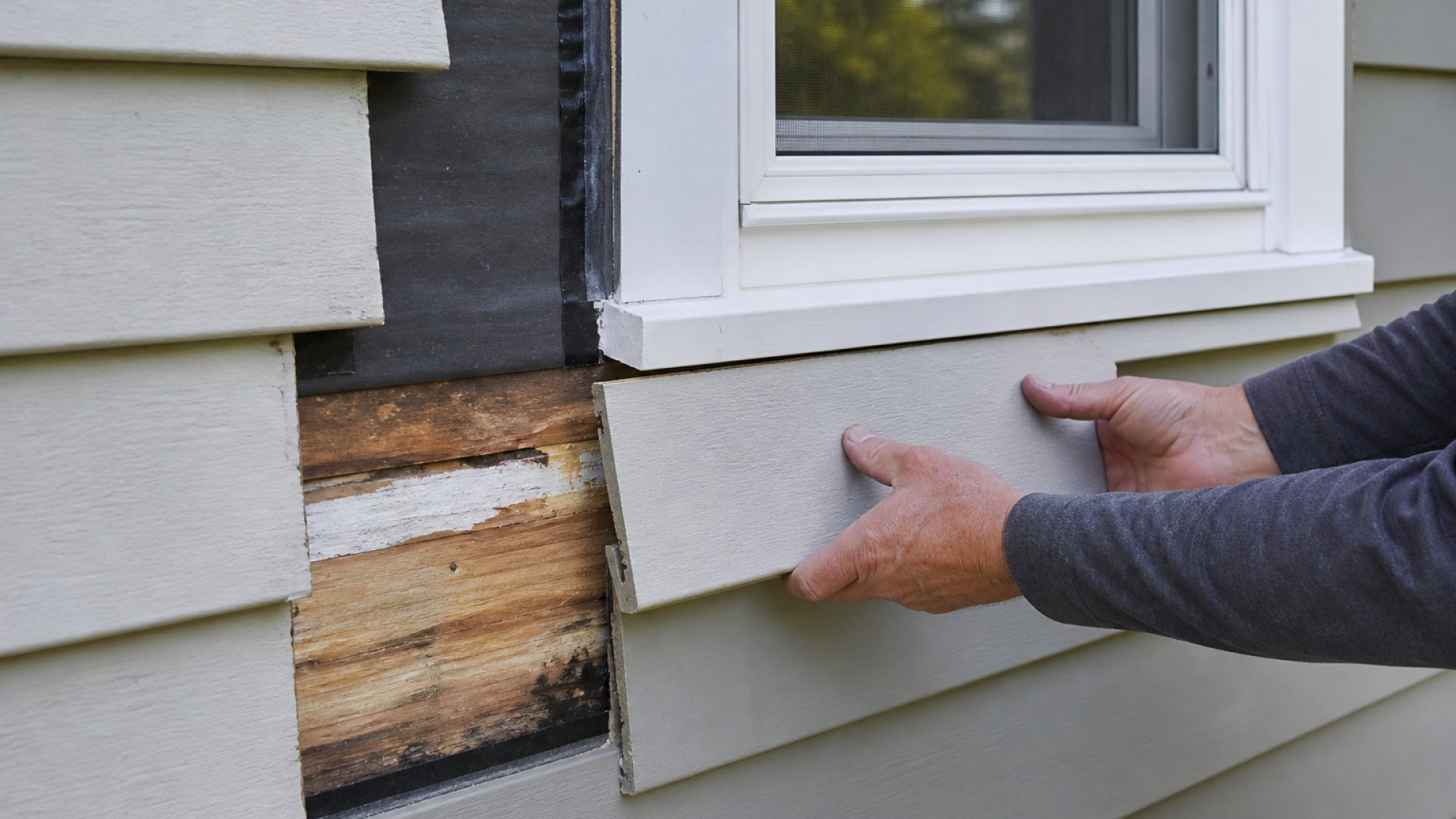 Siding repair detail on a Connecticut home