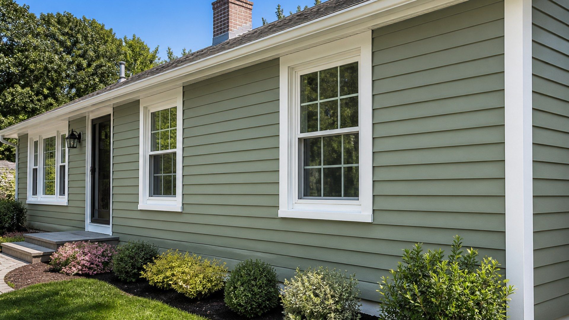 Vinyl siding profiles and colors on a Connecticut home