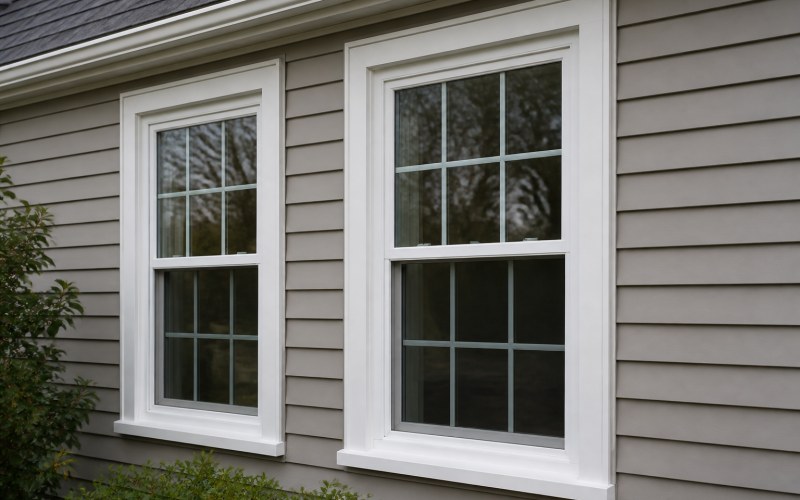 Vinyl replacement windows on a Connecticut home