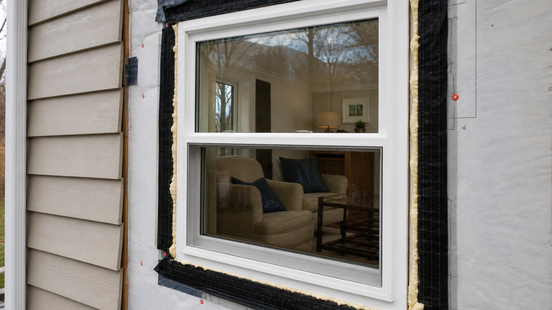 Professional window installation with flashing integration